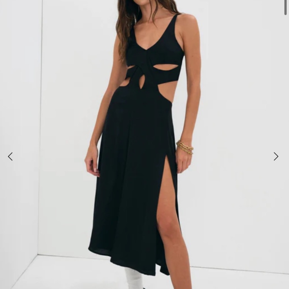 For Love & Lemons Yori MIDI Dress black